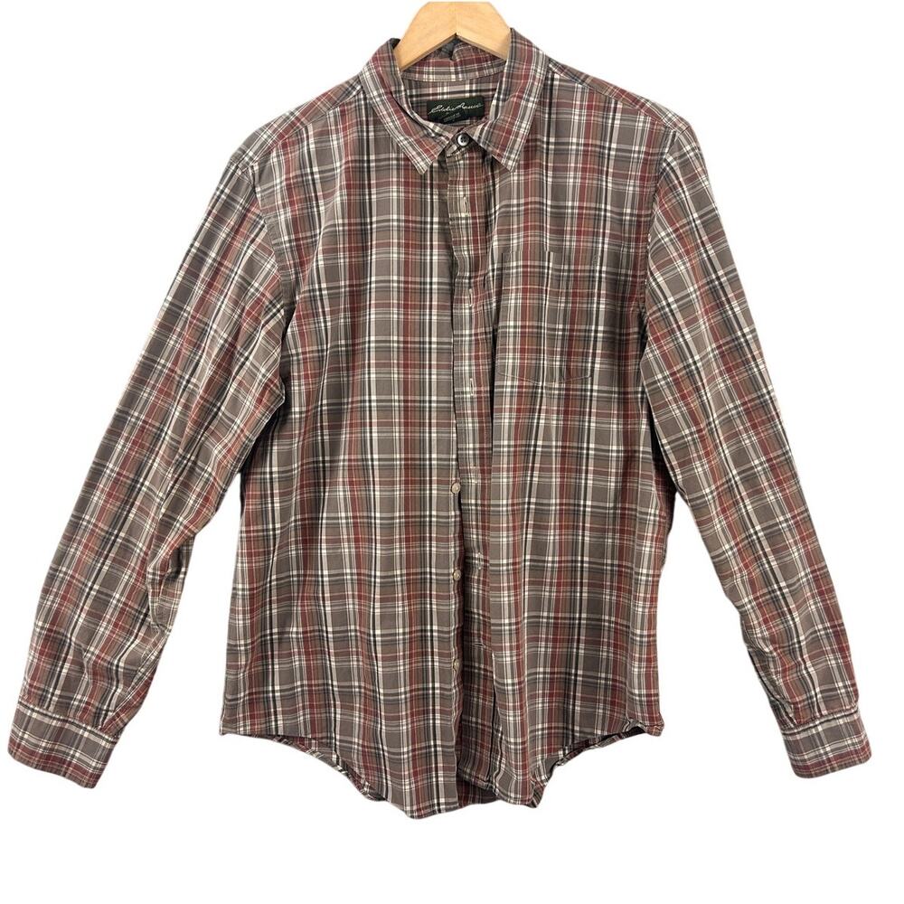 Eddie Bauer Men’s Plaid Button Down Shirt Long Sleeve Size L Cotton Casual